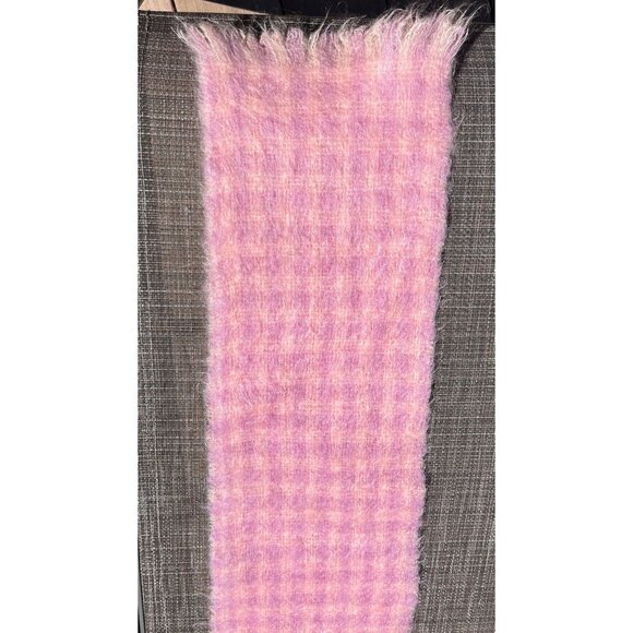 Vintage 1960’s Pink Purple Scarf Plaid Fall Winter Wool Woman's Scarf 33 1/2 x 8 - Picture 6 of 10